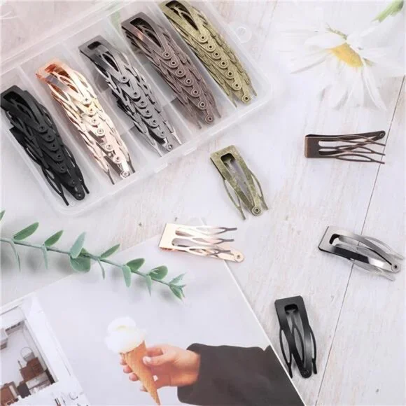 Snap Hair Clips, 5 Colors Hair Clips Metal Hair Barrettes - Picture 6 of 7